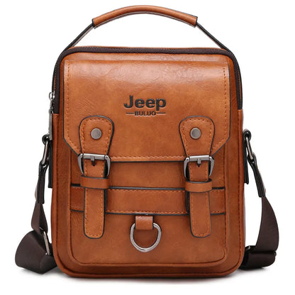 JEEP BULUO Multi-function Business Handbags Men New Man's Shoulder Bag Large Capacity Leather Messenger Bag Crossbody Big Brand