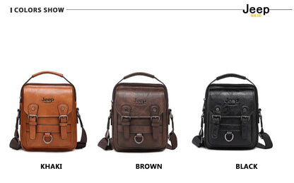 JEEP BULUO Multi-function Business Handbags Men New Man's Shoulder Bag Large Capacity Leather Messenger Bag Crossbody Big Brand